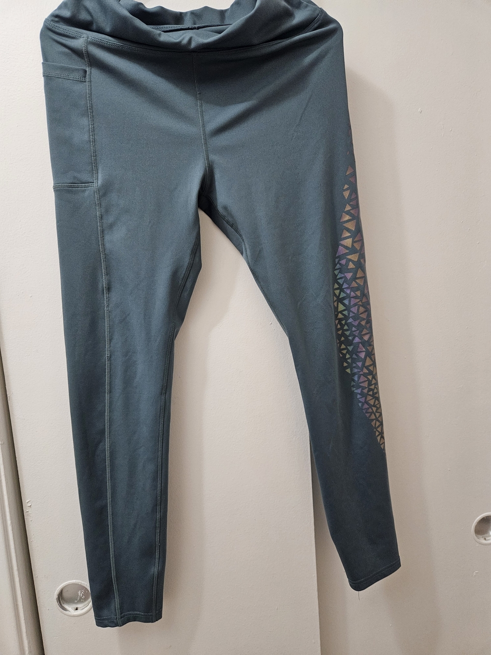 Women"s Teal Active Leggings w/Reflective Triangle Accent #activewear #exercise